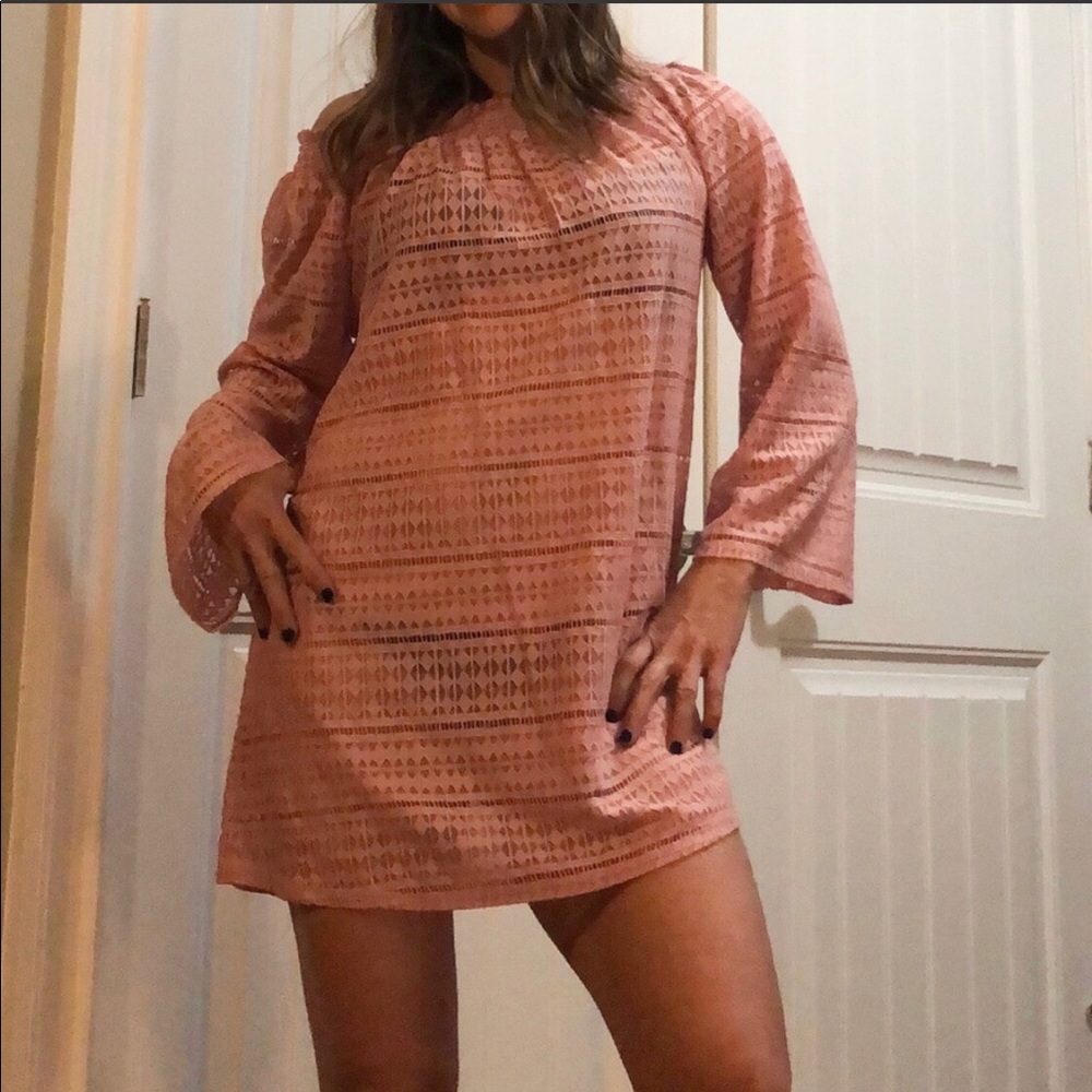 Pink off the shoulder cover up